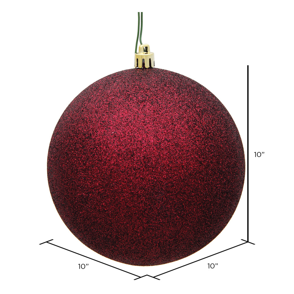 Vickerman 10" Burgundy Glitter Ball Ornament