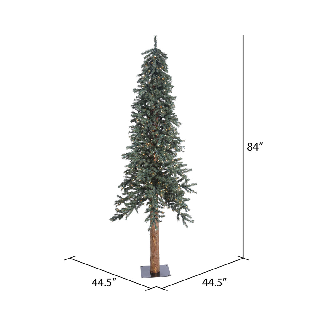 Vickerman 7' Natural Bark Alpine Artificial Christmas Tree Warm White Dura-lit LED Lights