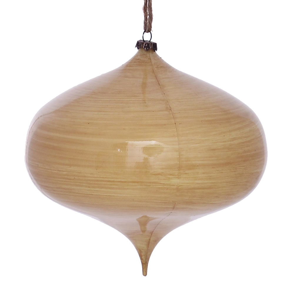 Vickerman 6" Tan Wood Grain Onion Christmas Ornament Pack of 2