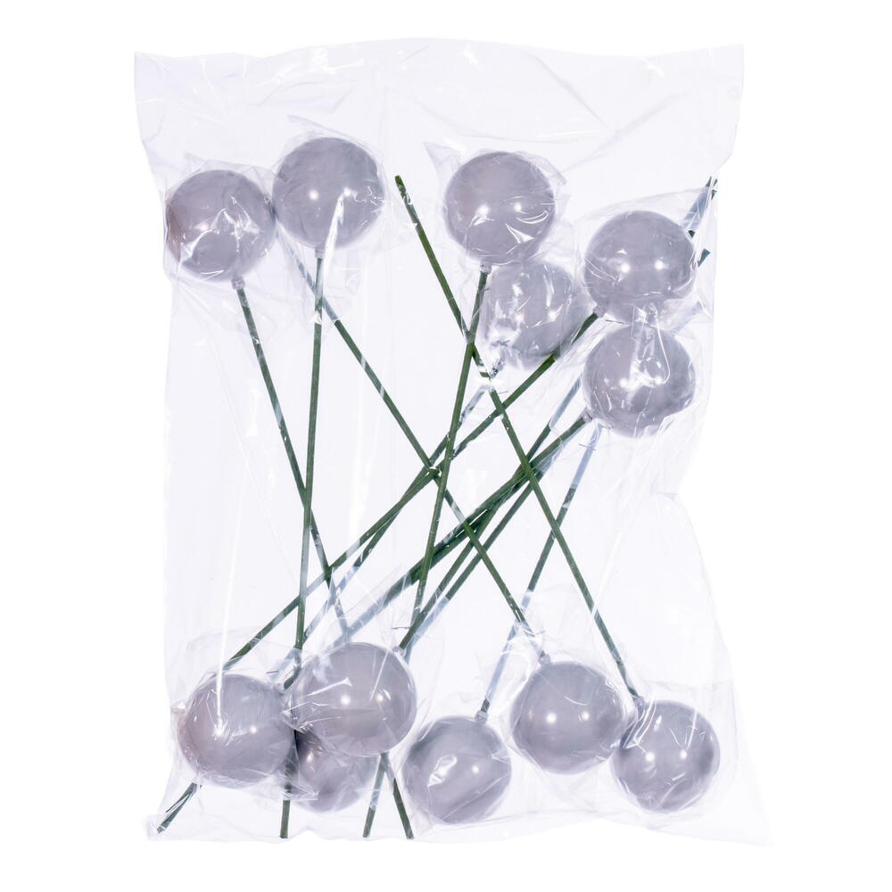 Vickerman 3" x 18" Silver Pearl Ball Ornament Stick 12 per bag.