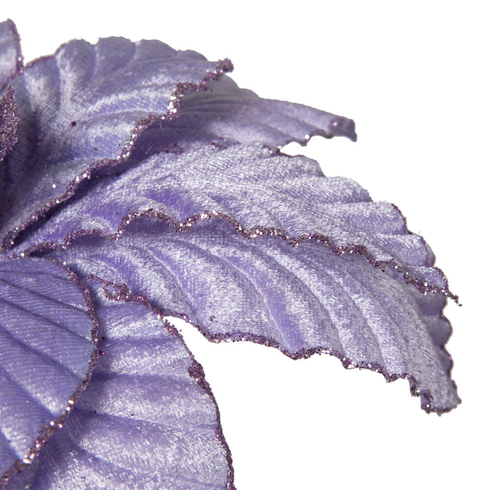 Vickerman 22" Lavender Velvet Glitter Trim Poinsettia 6 per bag.