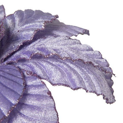 Vickerman 22" Lavender Velvet Glitter Trim Poinsettia 6 per bag.