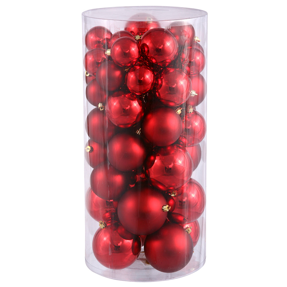 Vickerman 2.4"-3"-4" Red Shiny and Matte Ball Ornament 50 per Box