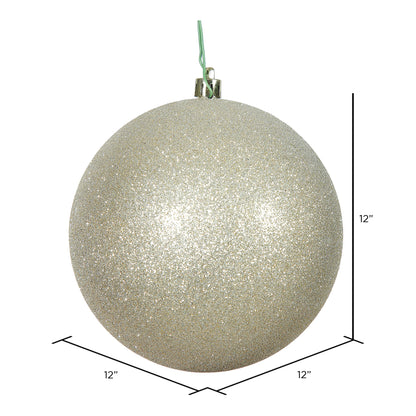 Vickerman 12" Champagne Glitter Ball Ornament