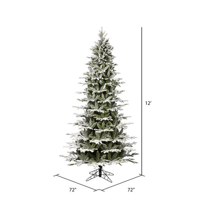 Vickerman 12' x 72" Unlit Flocked Kamas Fraser Slim Artificial Christmas Tree