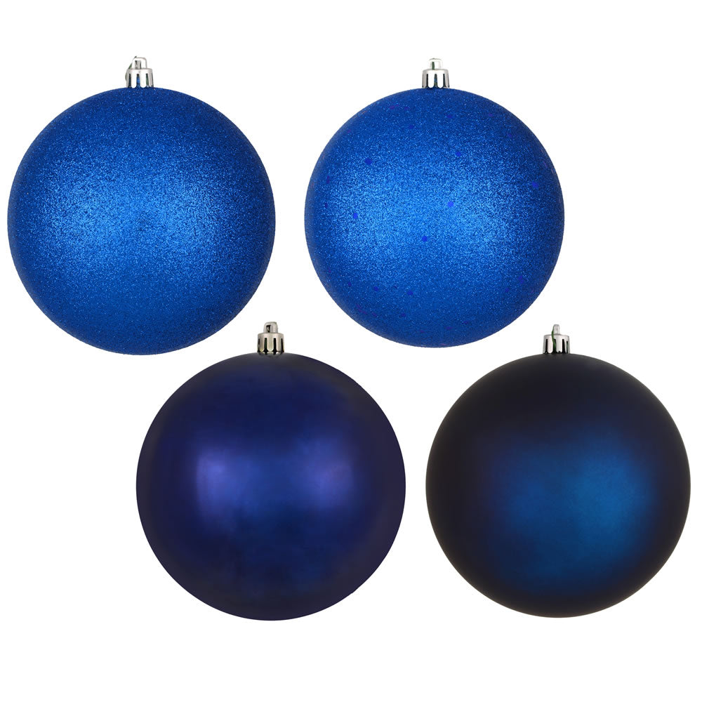 Vickerman 4" Midnight Blue 4-Finish Ball Ornament Assortment 12 per Box