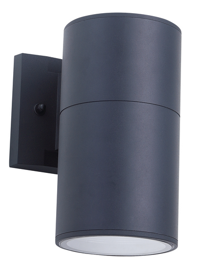 ASD Lighting BULB Round Outdoor Wall Cylinder, Up Or Downlight Fixture, 120V, 6.44Wide, 50°, 60W Max, Black Finish, 2 Pack