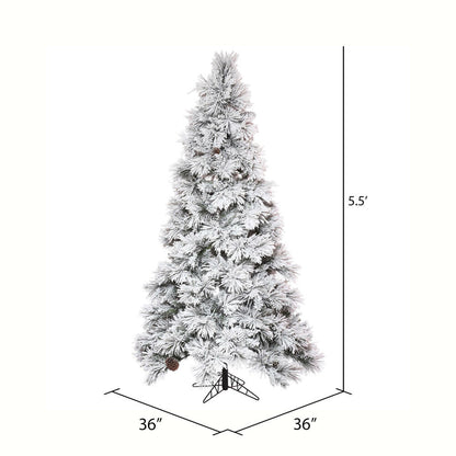 Vickerman 5.5' x 36" Flocked Atka Slim Artificial Christmas Tree Unlit