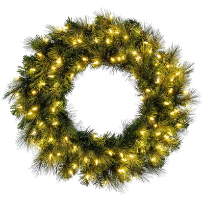 Vickerman 30" Brighton Pine Artificial Wreath with 100 Dura-Lit® Warm White LED Mini Lights and 175 PE/PVC Tips.