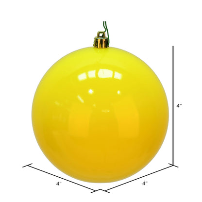 Vickerman 4" Yellow Shiny Ball Ornament 6 per Bag