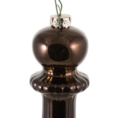 Vickerman 14" Chocolate Shiny Finial Drop Christmas Ornament UV Treated with Drilled and Wired Cap 2 per bag