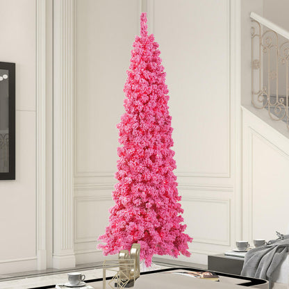 Vickerman 9' Flocked Pink Slim Fir Artificial Christmas Tree Unlit
