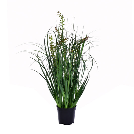 Vickerman 24" PVC Artificial Potted Green Sheep's Grass and Plastic Grass.