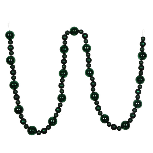 Vickerman 9' Midnight Green Assorted Christmas Ball Ornament Garland