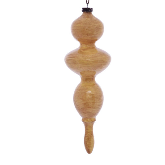 Vickerman 14" Tan Wood Grain Bubble Finial Ornament Pack of 3