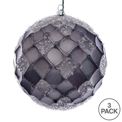 Vickerman 4.75" Pewter Net Beaded Ball 3 per Bag