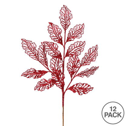 Vickerman 21" Burgundy Glitter Coleus Leaf Lace Artificial Christmas Spray. Includes 12 sprays per pack.