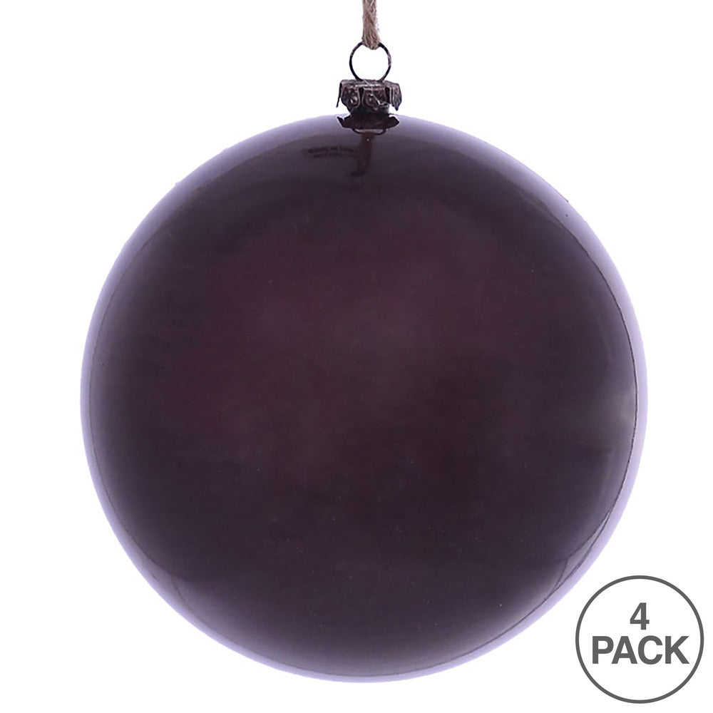 Vickerman 4.75" Burgundy Wood Grain Ball Ornament 4 per Bag