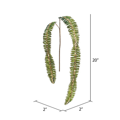 Vickerman 20" Green Fern Glitter Artificial Christmas Spray. Includes 3 sprays per pack.