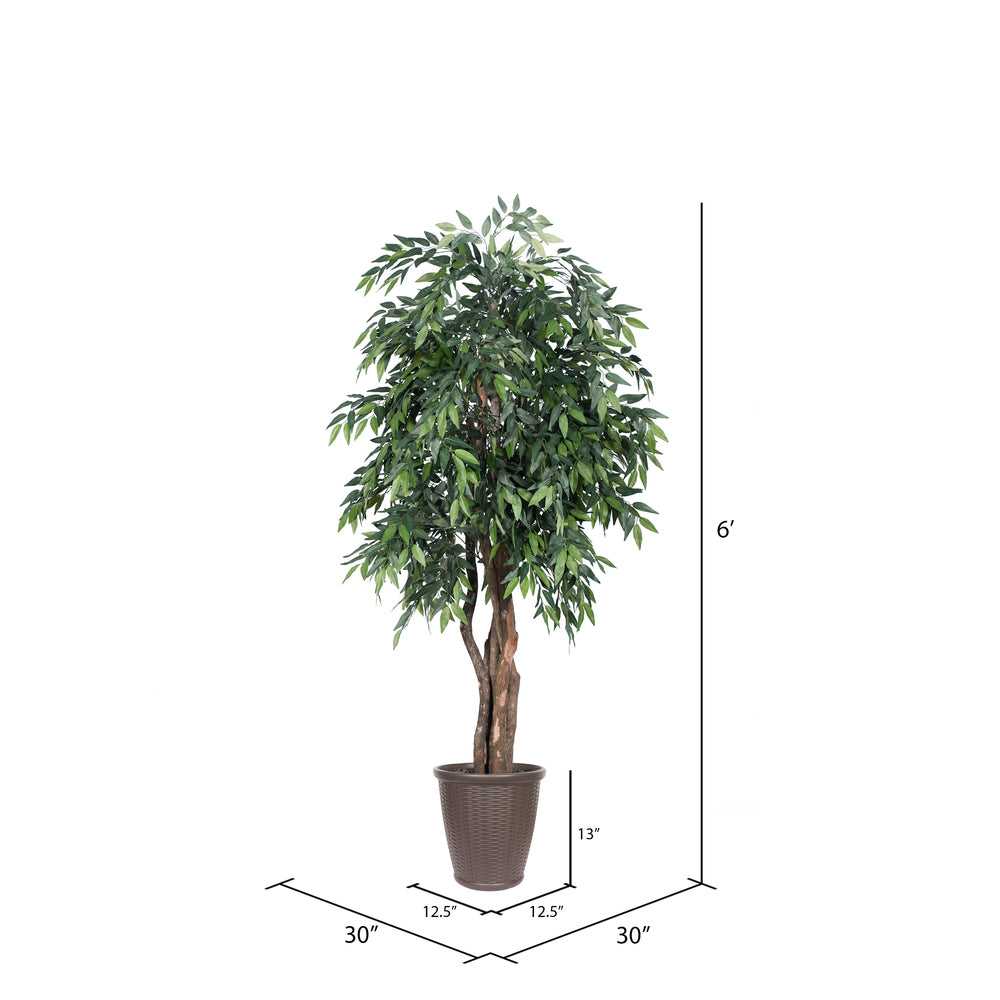 Vickerman 6' Artificial Green Smilax Executive Tree Brown Round Plastic Container.