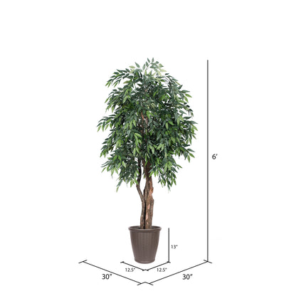 Vickerman 6' Artificial Green Smilax Executive Tree Brown Round Plastic Container.