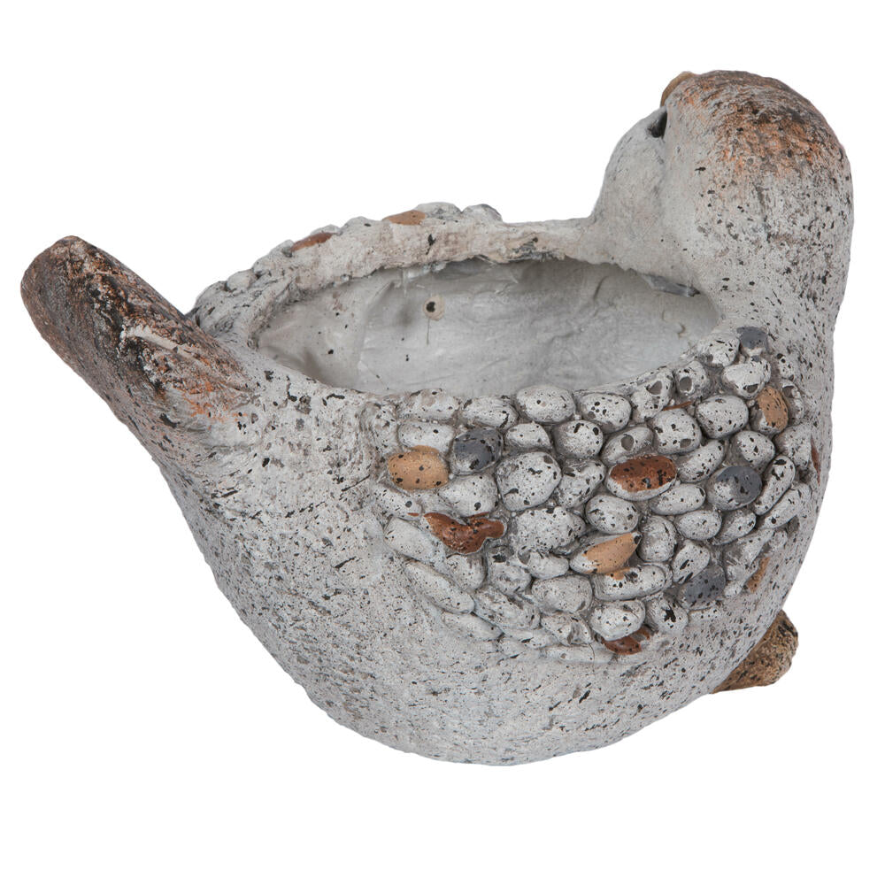 Vickerman 7.5" Gray Bird Planter Outdoor Garden. This bird features a stone appearance.