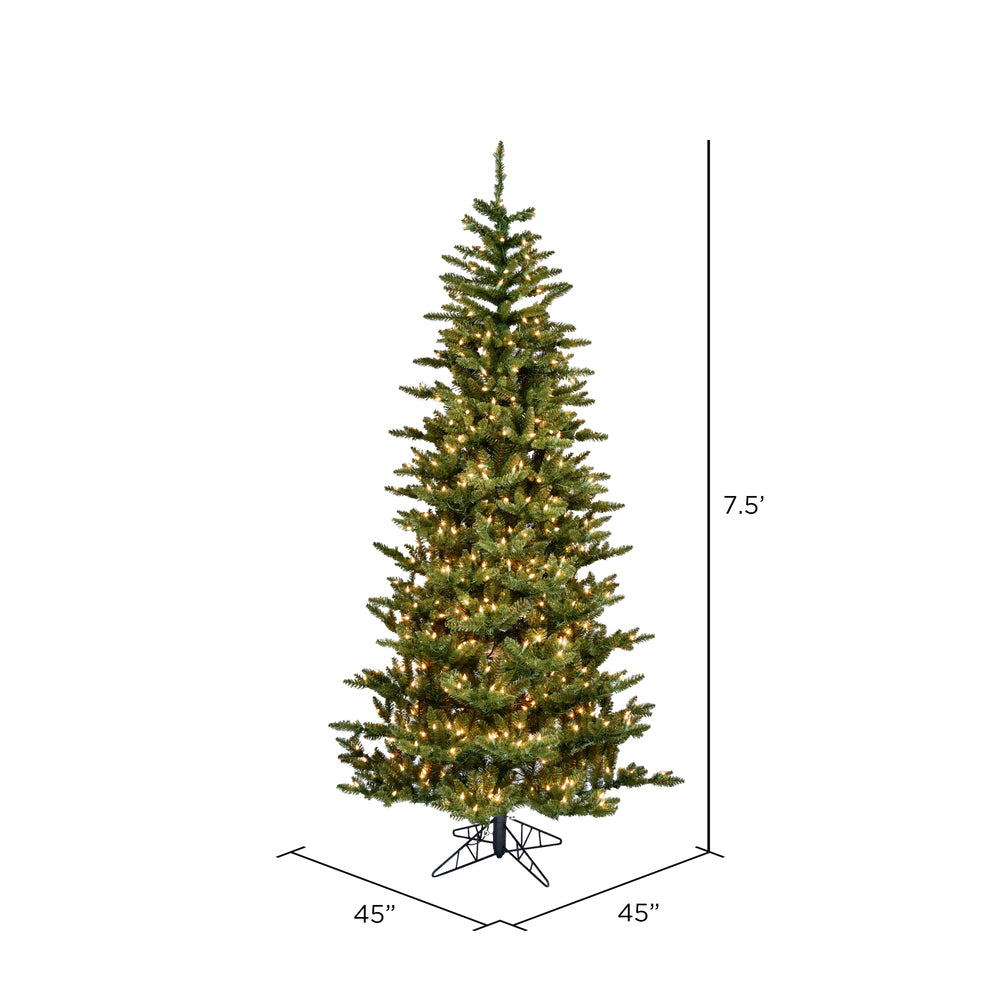 Vickerman 7.5' x 45" Slim Natural Fraser Fir Artificial Christmas Tree Clear Dura-lit Lights