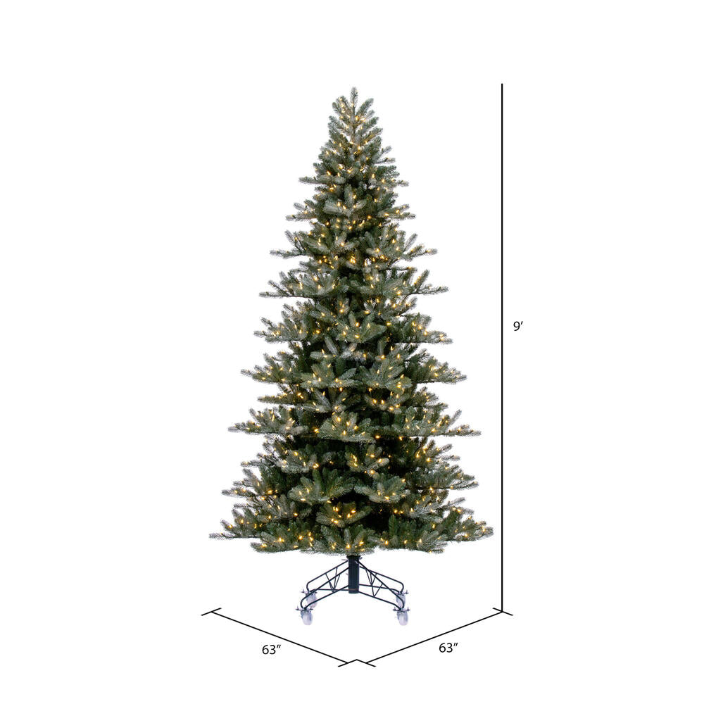 Vickerman 9' x 63" Frosted Danbury Spruce Artificial Pre-Lit Christmas Tree Warm White Lights.