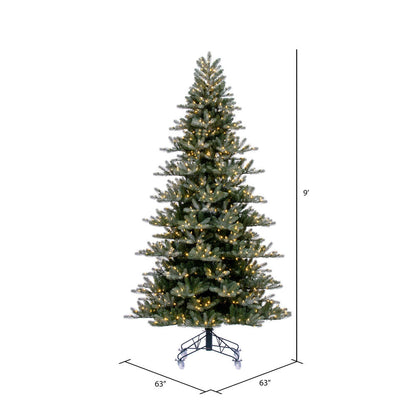 Vickerman 9' x 63" Frosted Danbury Spruce Artificial Pre-Lit Christmas Tree Warm White Lights.