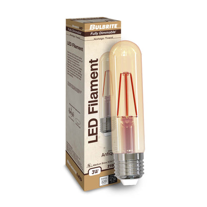 BULBRITE LED T9 MEDIUM SCREW (E26) 2.5W DIMMABLE FILAMENT LIGHT BULB 2200K/AMBER 25W INCANDESCENT EQUIVALENT 2PK (776608)