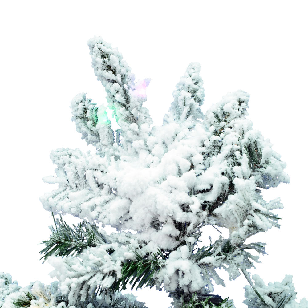 Vickerman 7.5' Flocked Utica Fir Slim Artificial Christmas Tree Multi-Colored Lights