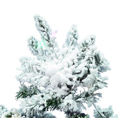 Vickerman 7.5' Flocked Utica Fir Slim Artificial Christmas Tree Multi-Colored Lights