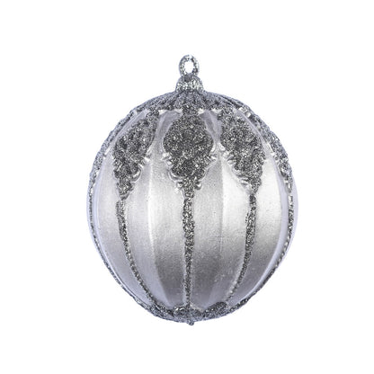 Vickerman 4.5" Gunmetal Antique Embossed Line Ball Ornament 3 per Bag