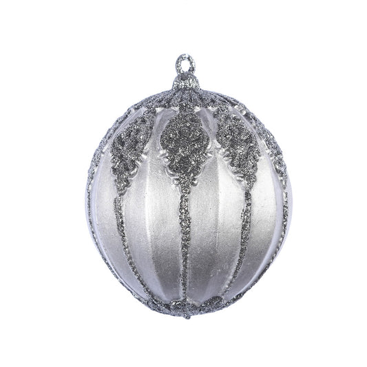 Vickerman 4.5" Gunmetal Antique Embossed Line Ball Ornament 3 per Bag