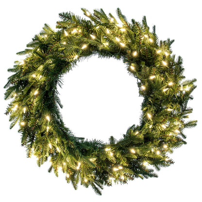 Vickerman 30" Kamas Fraser Fir Artificial Wreath with 70 Dura-Lit® Warm White LED Mini Lights and 480 PE/PVC Tips.
