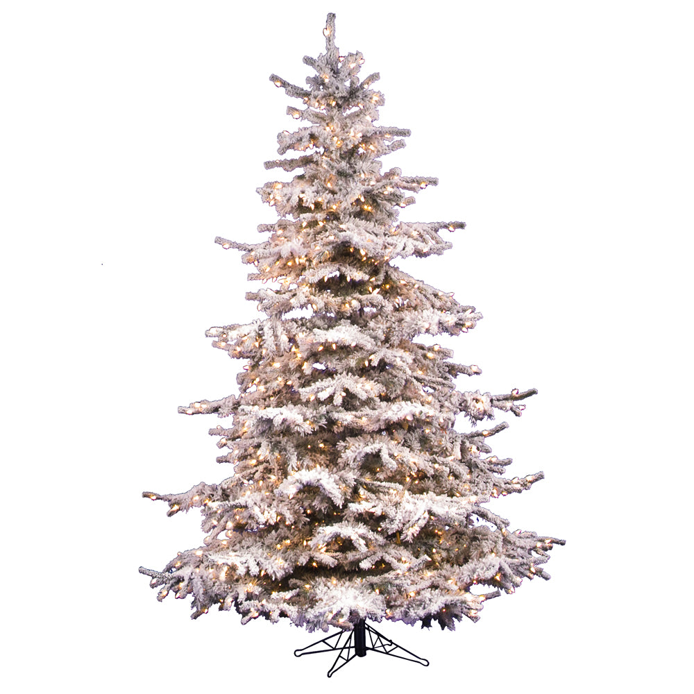 Vickerman 6.5' Flocked Sierra Fir Artificial Christmas Tree Clear Dura-Lit lights