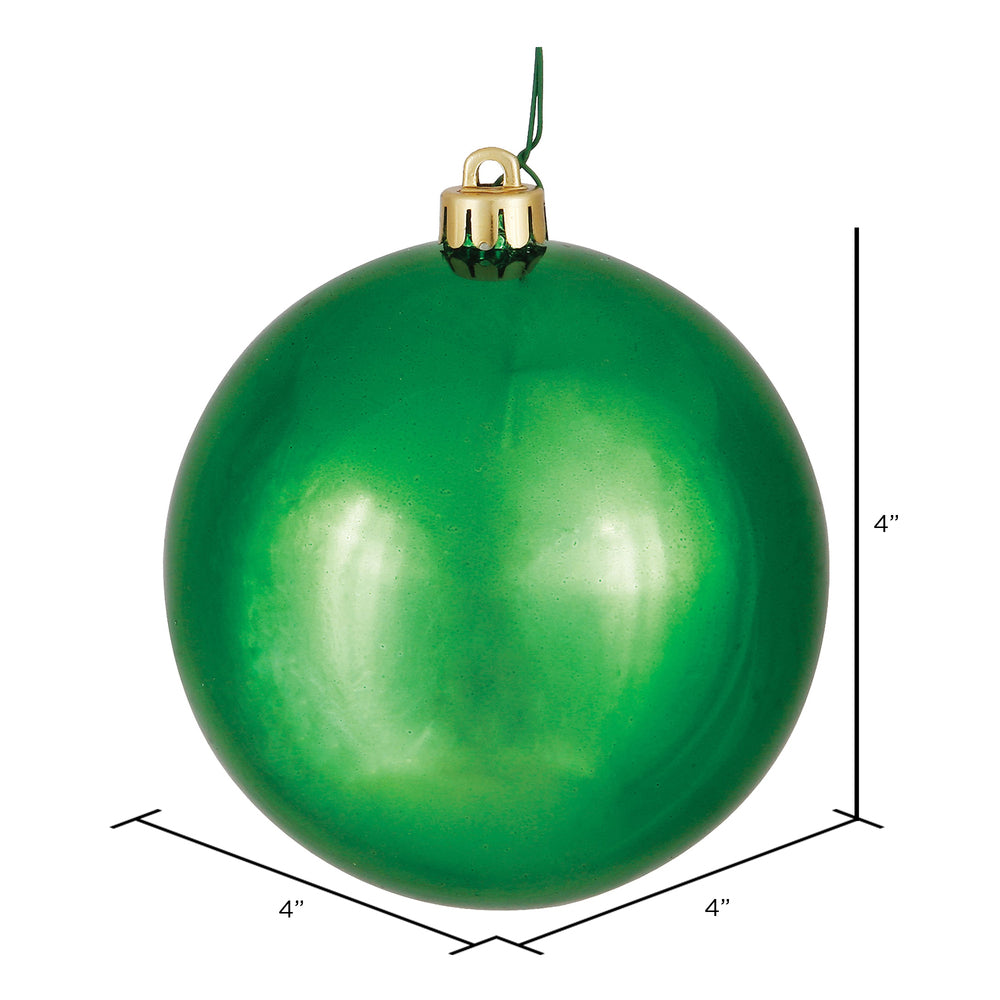 Vickerman 4" Green Shiny Ball Ornament 6 per Bag