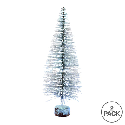 Vickerman 18" flocked Village Artificial Christmas tree Set of 2