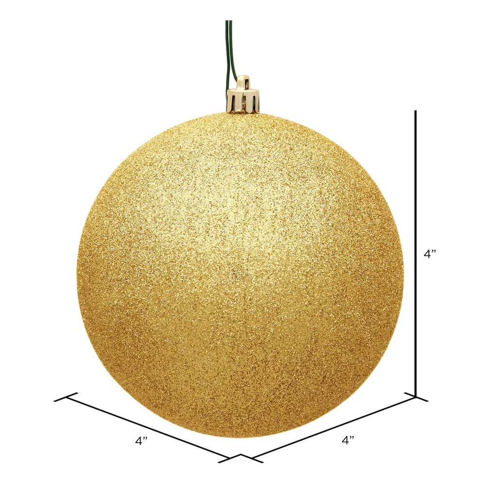 Vickerman 4" Honey Gold Glitter Ball Ornament 6 per Bag