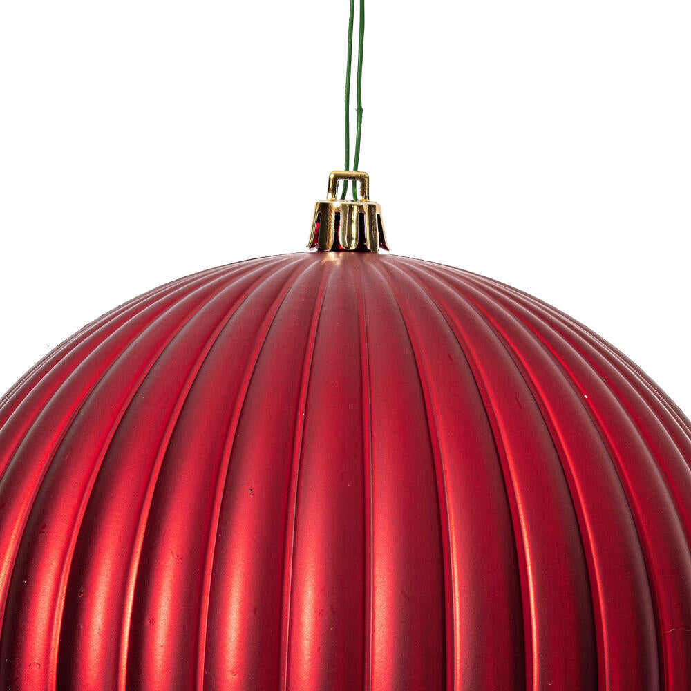 Vickerman 6" Red Matte Lined Ball Ornament 4 per Bag.