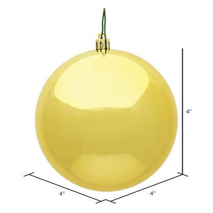 Vickerman 4" Honey Gold Shiny Ball Ornament 6 per Bag