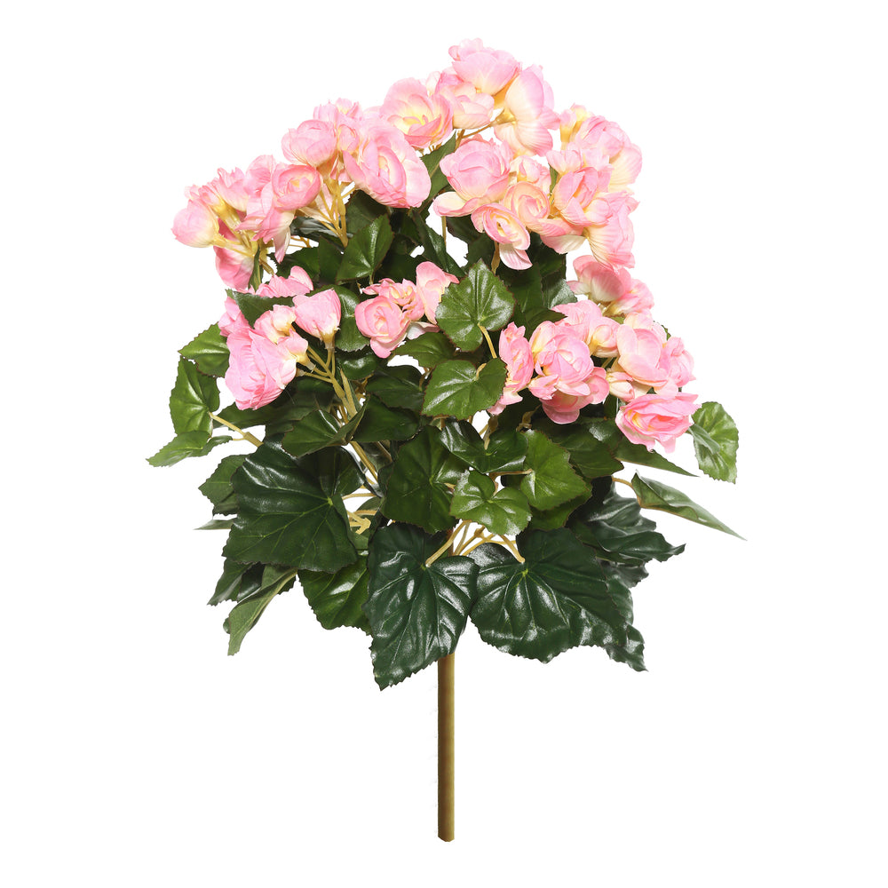 Vickerman 15.25" Artificial Lt Pink Polyester Begonia Bush.