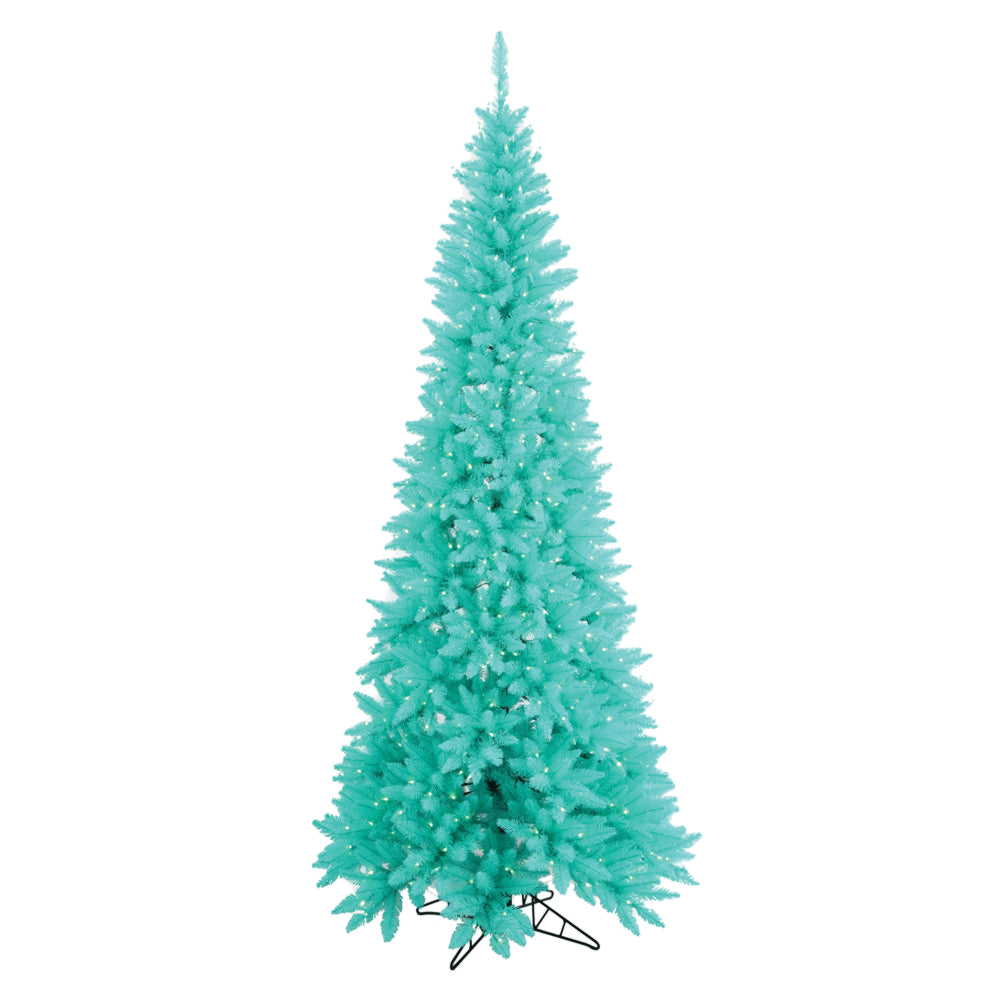 Vickerman 7.5' Aqua Fir Slim Artificial Christmas Tree Aqua Dura-lit LED Lights