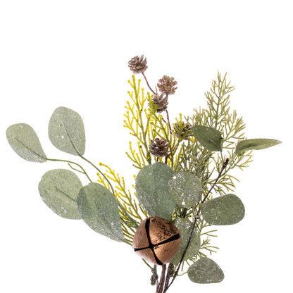 Vickerman 5' Artificial Winter Cedar Pinecone Eucalyptus and Brown Jingle Bell Garland