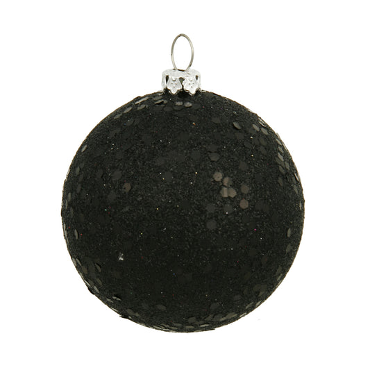 Vickerman 6" Black Sequin Ball Ornament 4 per Bag