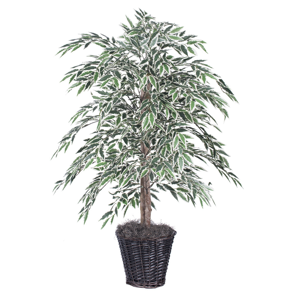 Vickerman 4' Artificial Variegated Smilax Bush Rattan Basket