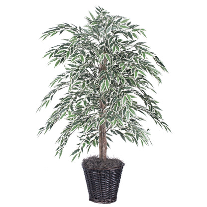 Vickerman 4' Artificial Variegated Smilax Bush Rattan Basket
