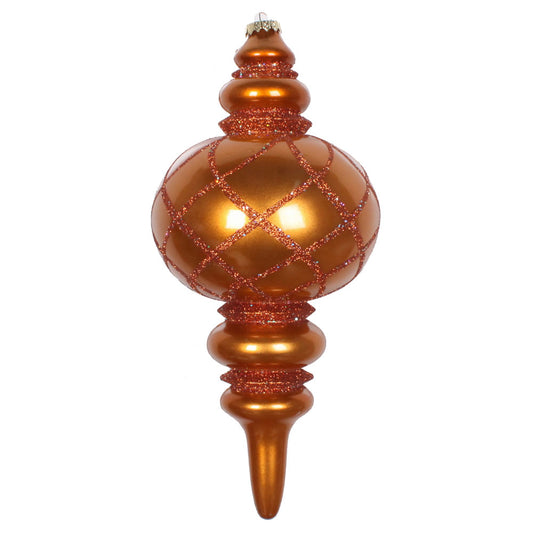 Vickerman 13" Copper Candy Finish Net Top Finial Ornament with Glitter Accents