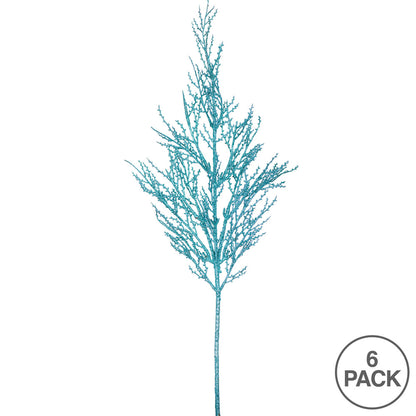 Vickerman 28" Turquoise Onoclea Glitter Wild Huck Artificial Christmas Spray. Includes 6 sprays per pack.
