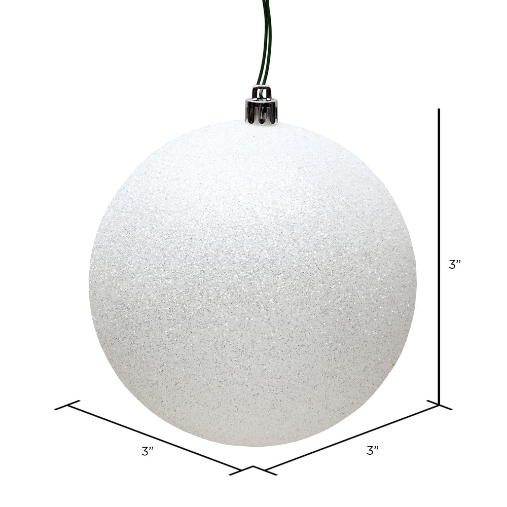 Vickerman 3" White Glitter Ball Ornament 12 per Bag